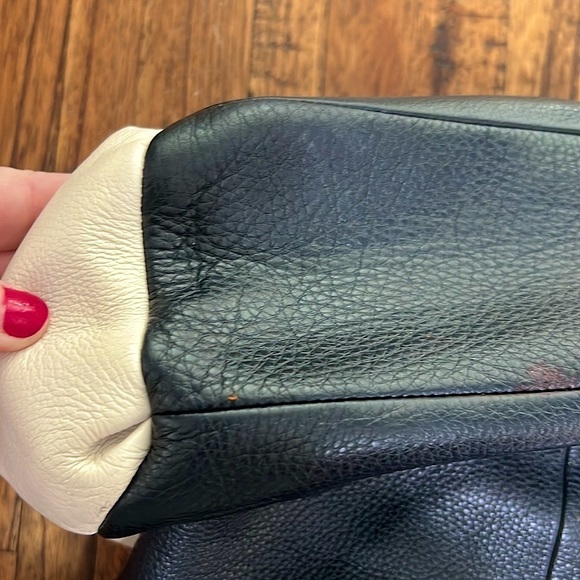 Coach Bag Purse Phoebe Hobo with snakeskin straps navy white with gold hardware - Picture 6 of 17